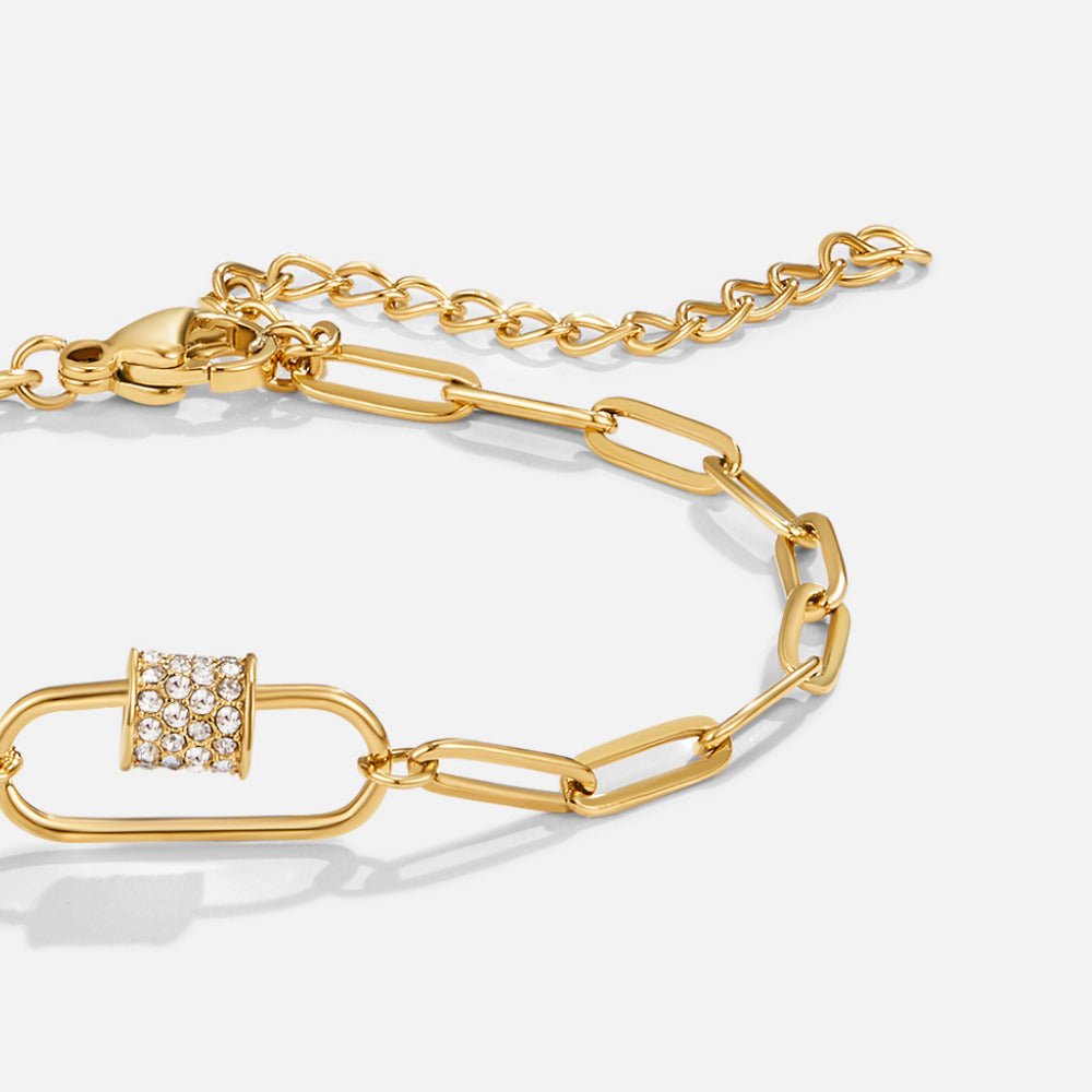 Crystal Paperclip Charm Bracelet