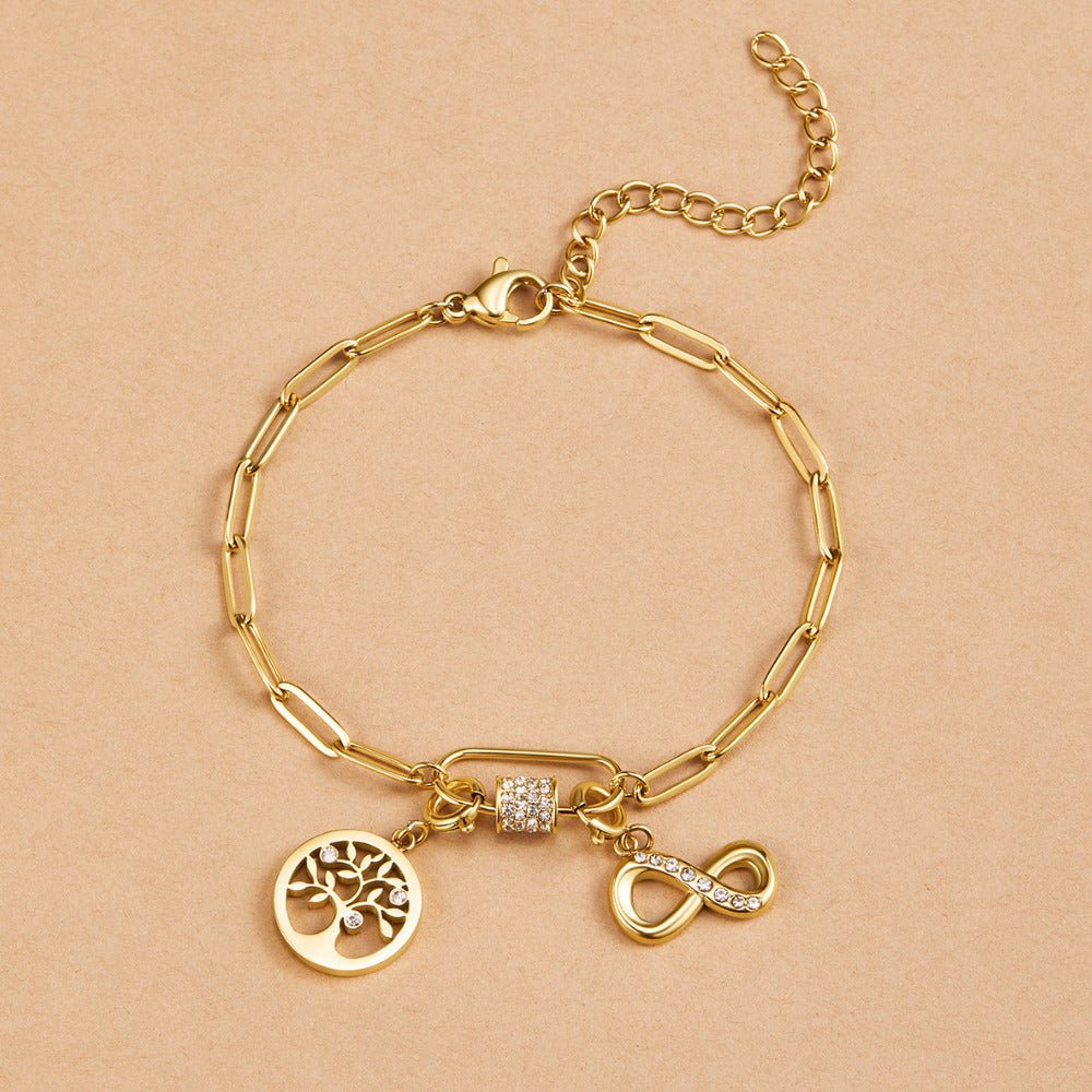 Crystal Paperclip Charm Bracelet