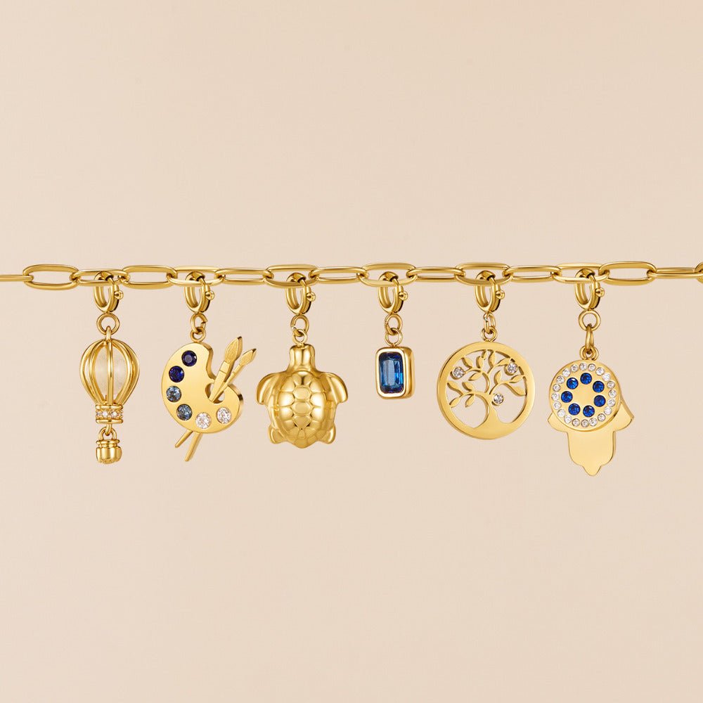 Golden Hot Air Balloon Charm