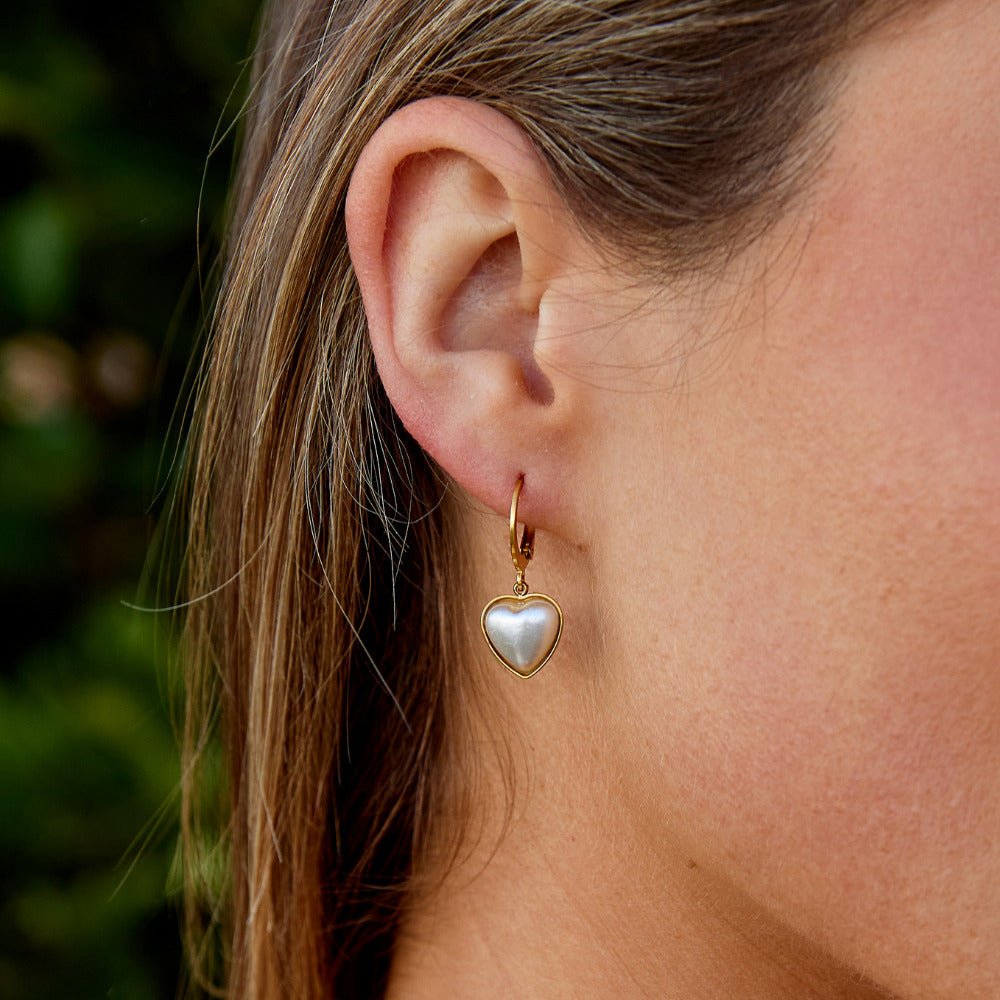 'Pure Heart' Pearl Hoop Earrings